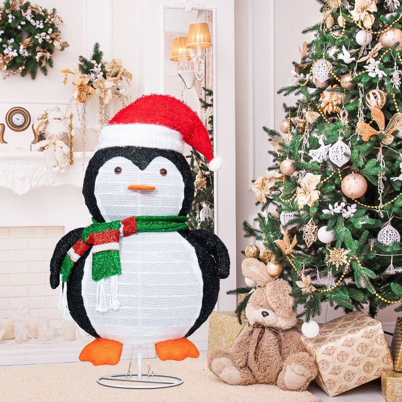 The Holiday Aisle Christmas Penguin Decorations Metal Stand LED Easy Assembly Reusable for Indoor Outdoor Decor Wayfair